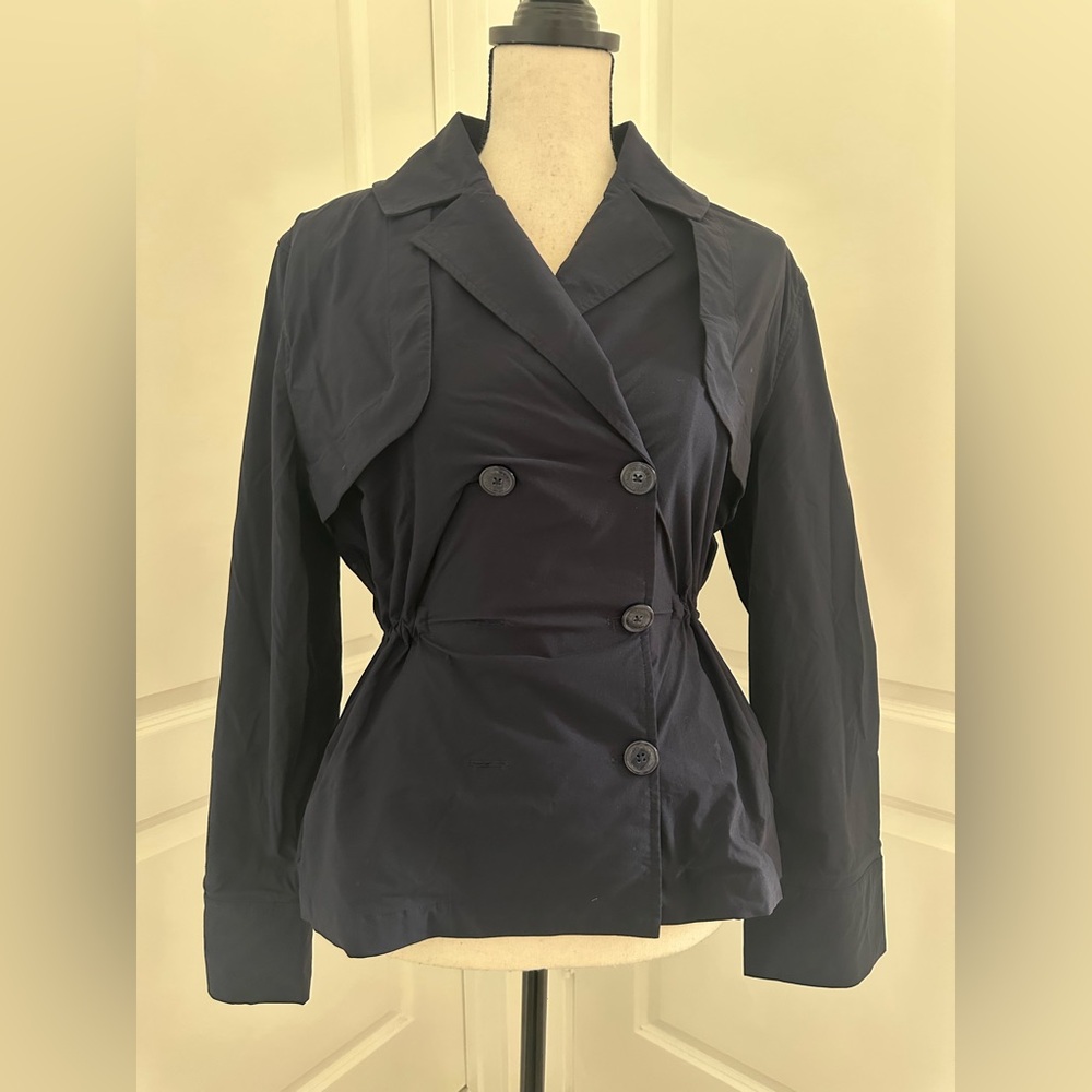 Anatomie Valeria Double-Breasted Trench Jacket NWT Size S | Navy Blue Utility